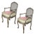 Pair Louis XV Style Painted Cane Armchairs 19th C. For Sale