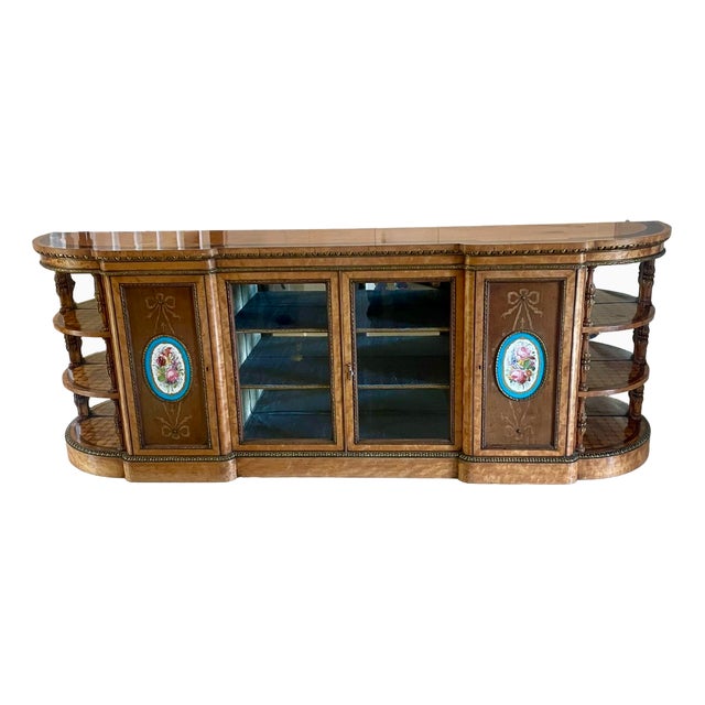 Large Antique Satinwood Inlaid and Ormolu Mounted Sideboard, 1850 For Sale