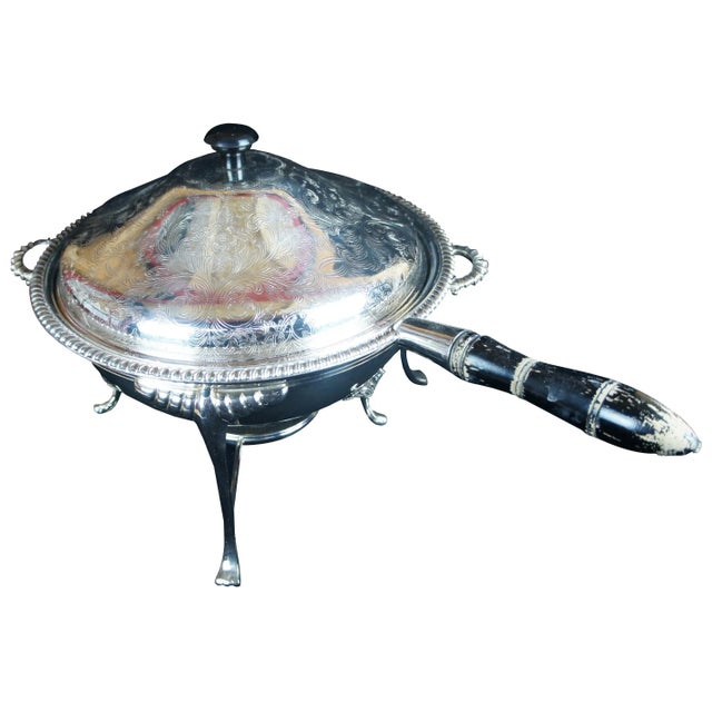 Traditional Vintage Ifs Israel Freeman Silverplate Chafing Dish Serving Bowl Pan Warmer England For Sale - Image 3 of 12