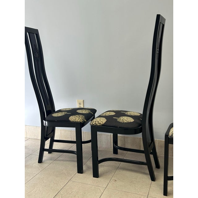 Late 20th Century Black Lacquer Chairs For Sale - Image 4 of 5