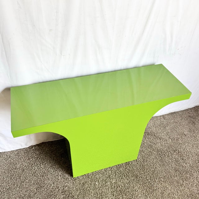 Postmodern Postmodern Lime Green Lacquer Laminate Console Table For Sale - Image 3 of 6