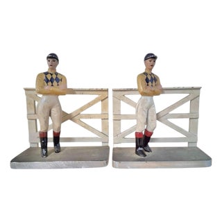 Vintage Kentucky Tavern Creation Jockey / Equestrian Bookends Circa 1947, a Pair For Sale