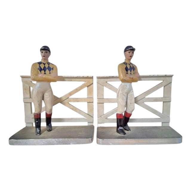 Vintage Kentucky Tavern Creation Jockey / Equestrian Bookends Circa 1947, a Pair For Sale
