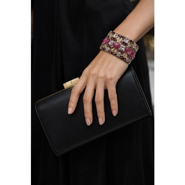 Gemstone Bochic “Capri” Vintage Natural Ruby & Amethyst Cuff Set In 18K Gold & Silver For Sale - Image 7 of 15