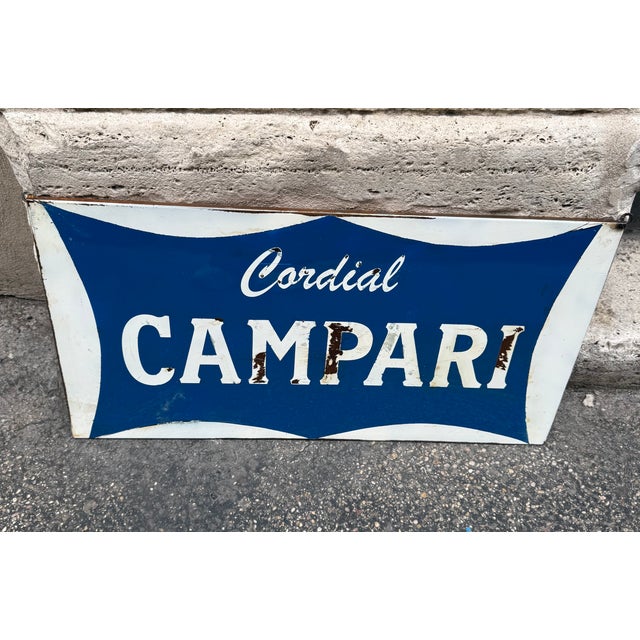 Blue Vintage Cordial Campari Advertising Sign, 1970s For Sale - Image 8 of 8