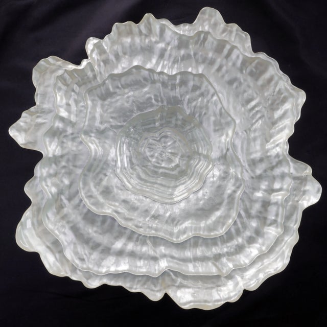 Large Vintage Art Glass Oyster Shaped Centerpiece Shallow Bowl Late 20th C For Sale In Phoenix - Image 6 of 9