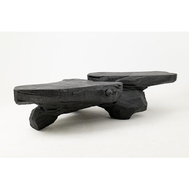 Sculptural Rustic Coffee Table in Burnt Black Wood by Logniture For Sale - Image 9 of 18