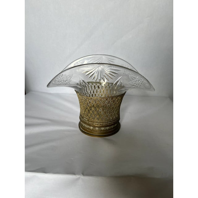 Early 20th Century Early 20th Century French Gilt Bronze & American Brilliant Cut Glass Bride's Basket Centerpiece Va For Sale - Image 5 of 5