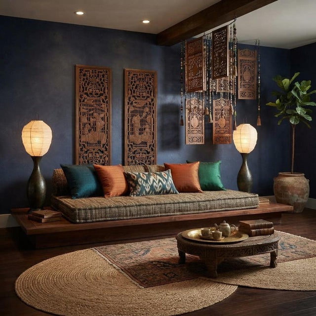 1990s Pair Vintage Oriental Brown Figural Motif Rectangular Wood Panels For Sale - Image 5 of 8