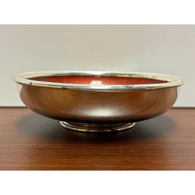 Mid-Century Modern Mid-Century W. & S. Blackinton Silverplate Bowl With Coral Enamel Interior For Sale - Image 3 of 8