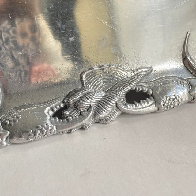 Metal Vintage Arthur Court Crab Seafood Tray Aluminum Dish For Sale - Image 7 of 10