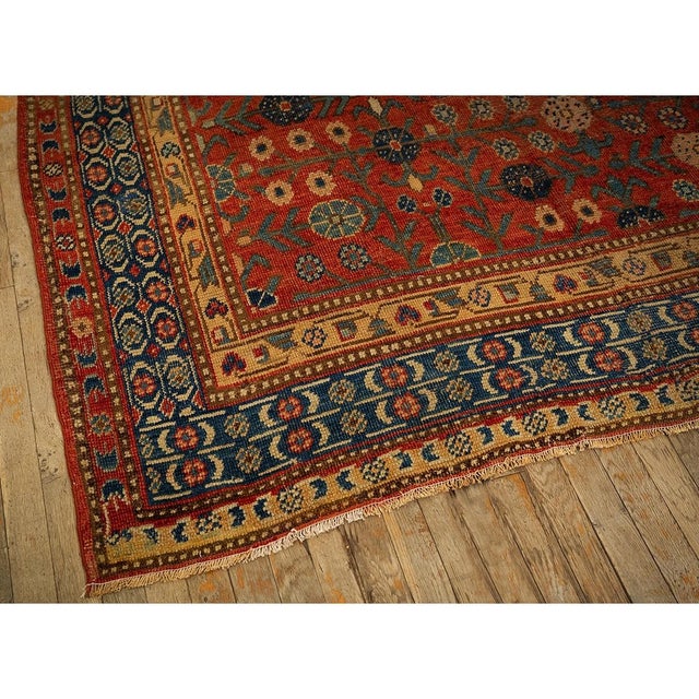 1930s Antique Red Ground Asian Design Chinese Khotan Handknotted Pile Wool Rug For Sale - Image 4 of 8