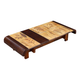 Garrigue Ceramic and Bent Beechwood Coffee Table by Roger Capron, France, 1960s For Sale