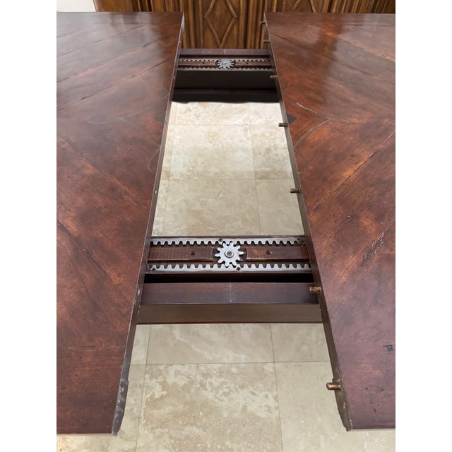Emanuel Morez Country Trestle Wood Extension Dining Table For Sale - Image 11 of 18