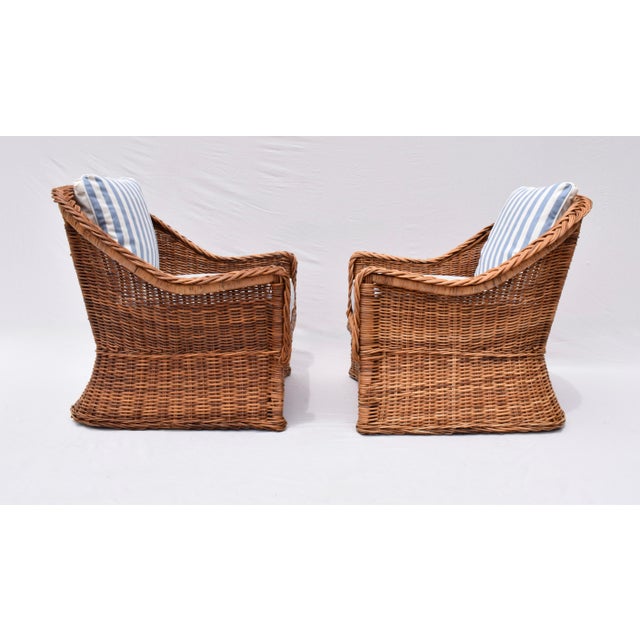 1980s Italian Wicker Works Braided Rattan Seating Set, 3 Pieces For Sale - Image 10 of 11