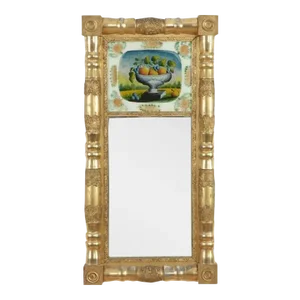 American Sheraton Gilt Mirror With Reverse Painted Glass