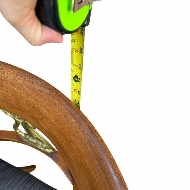 Mid Century Mahogany and Brass Lyre Back Dining Chairs - A Pair For Sale - Image 6 of 12