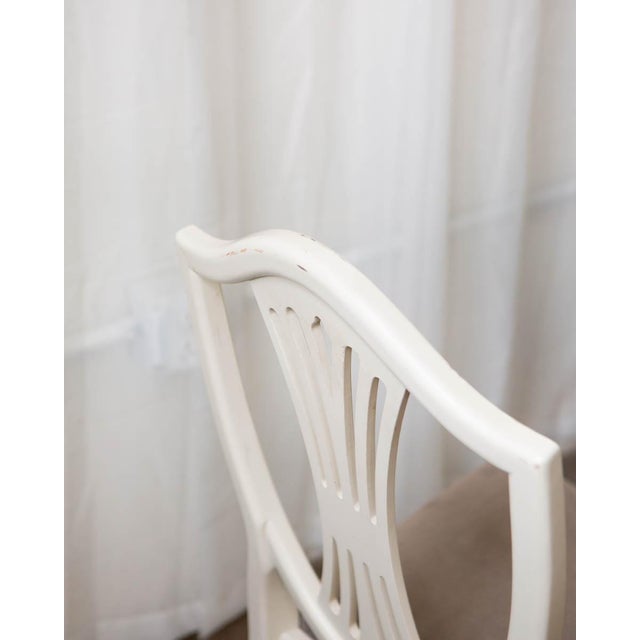 Antique White Set of Six Swedish Gustavian-Style Painted Dining Chairs, 20th Century For Sale - Image 8 of 13