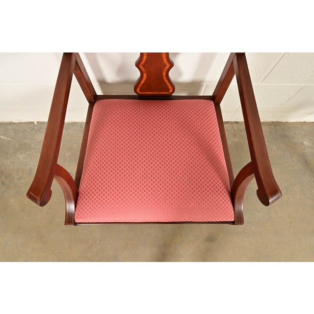 Wood Baker Furniture Style Federal Inlaid Mahogany Armchairs, Pair For Sale - Image 7 of 14