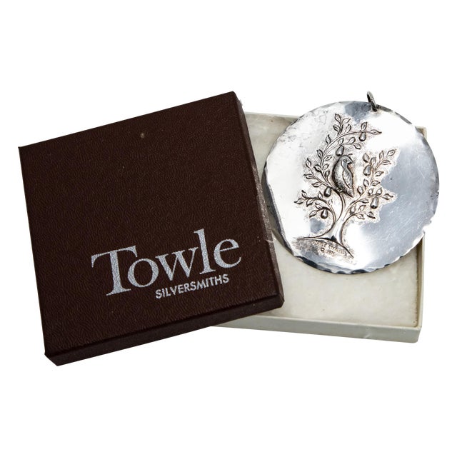1971 Towle Sterling Ornament Partridge in a Pear Tree With Dove of Peace Box For Sale