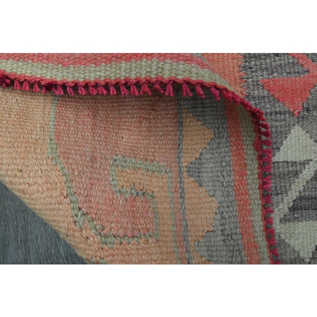 1970s 1970s Vintage Turkish Handmade Wool & Cotton Pink Runner Rug For Sale - Image 5 of 11