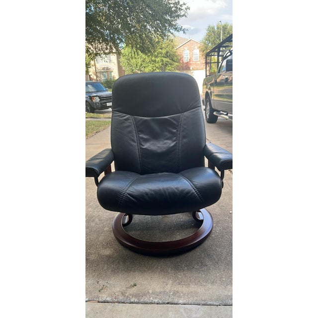 Animal Skin Stressless by Ekornes Leather Recliner – Made in Norway For Sale - Image 7 of 8