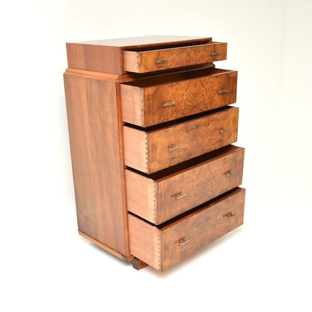 1930s Art Deco Burr Walnut Chest of Drawers, 1930s For Sale - Image 5 of 12