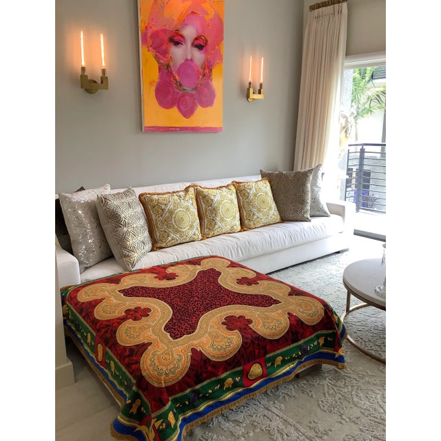 Atelier Versace Custom Made Atelier Versace Multi Color Velvet Throw For Sale - Image 4 of 13