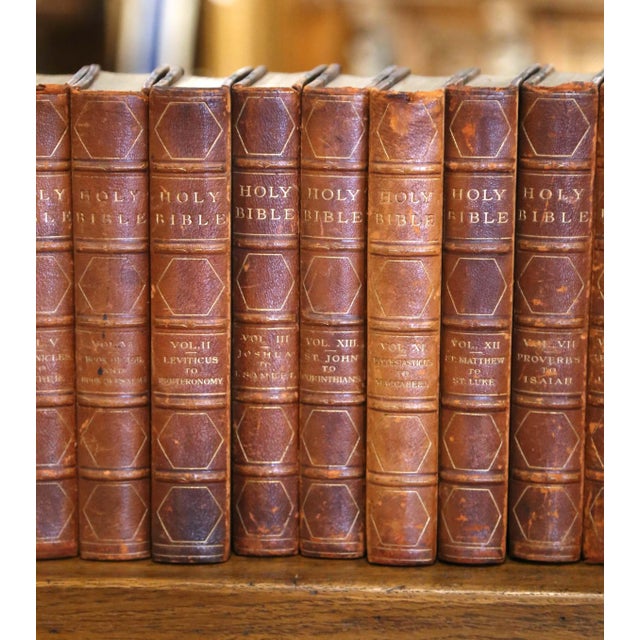 Late 19th Century Grolier Society Leather-Bound Holy Bible, Set of 14 For Sale In Dallas - Image 6 of 12