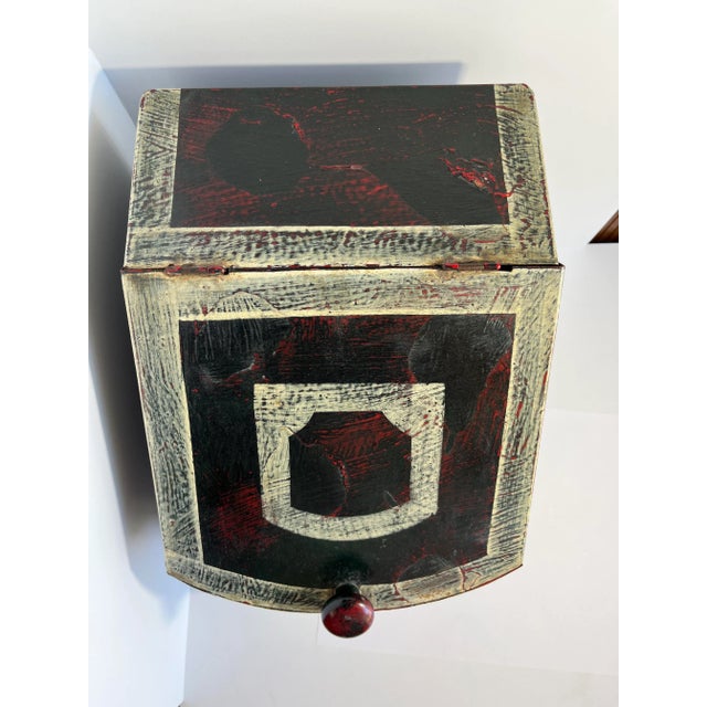 Vintage Breadbox Tin Toleware Abstract Design One-Of-A-Kind Shape For Sale - Image 4 of 12