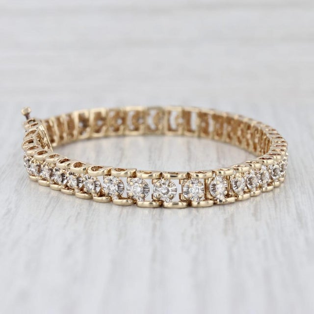 1.75ctw Diamond Tennis Bracelet 14k Yellow Gold 7.5" 6mm For Sale In Greensboro - Image 6 of 8
