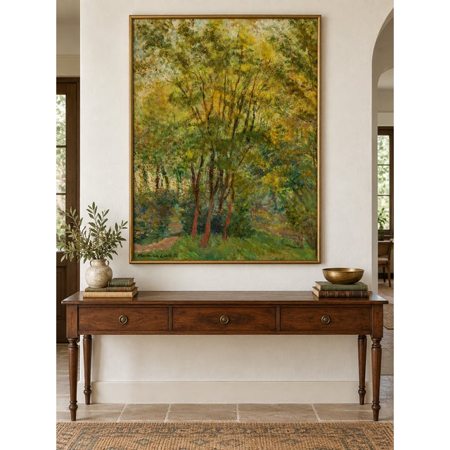 Contemporary Vintage Autumn Forest Art Print – Green & Gold Woodland by Libin, 30" X 40" For Sale - Image 3 of 8