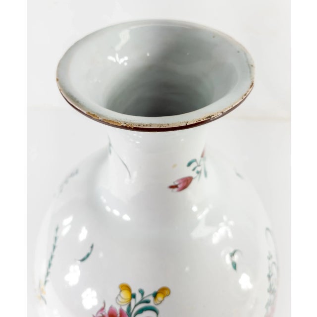 French Faience Majolica Floral Decorated Vase For Sale - Image 10 of 13