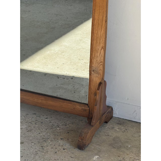 Large Freestanding Teak Mirror with Carved Openwork Pediment, Indonesia, 1980s For Sale - Image 6 of 18