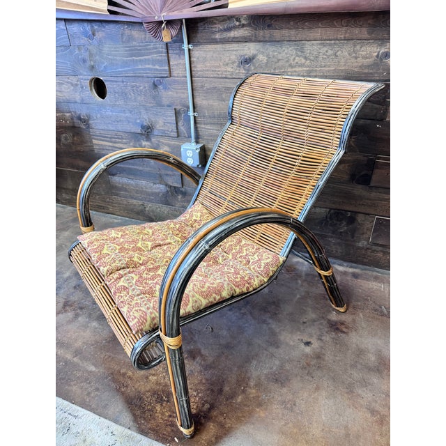 Contemporary 1990s Vintage Rattan and Metal Armchair For Sale - Image 3 of 3