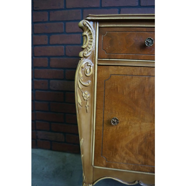 French and fabulous! This nightstand has an unmistakable French flair and exquisite details. American made and estimated...