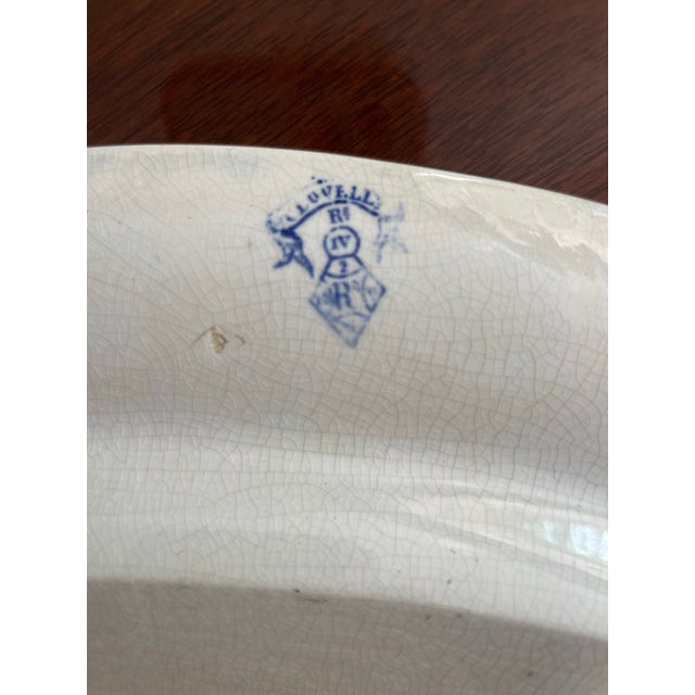 Ceramic Antique English Blue and White Nantasket Clovelly Shell Platter For Sale - Image 7 of 7