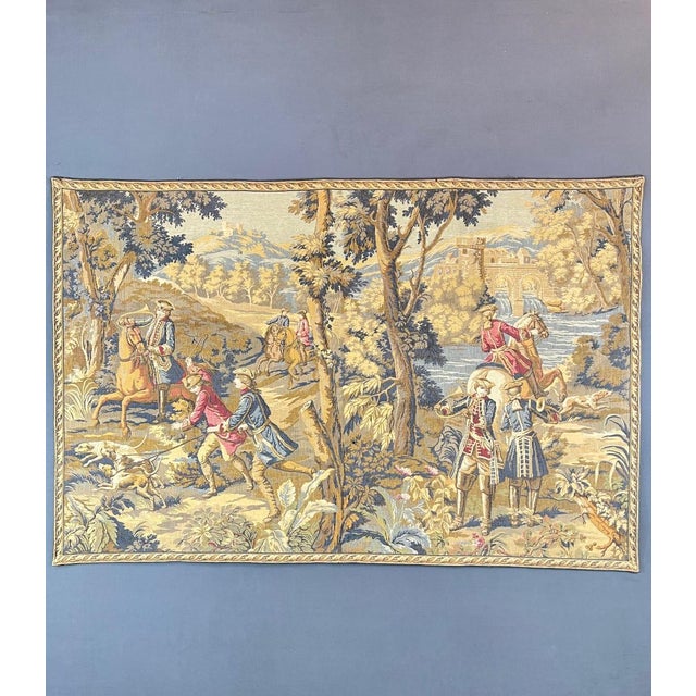 Textile 20th Century Wall Tapestry with Hunting Scene For Sale - Image 7 of 7