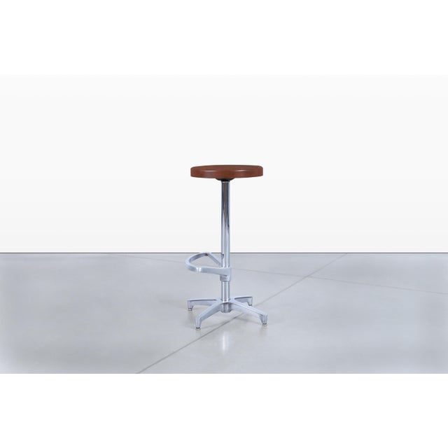 1970s Vintage Walnut and Aluminum Bar Stools For Sale - Image 5 of 12