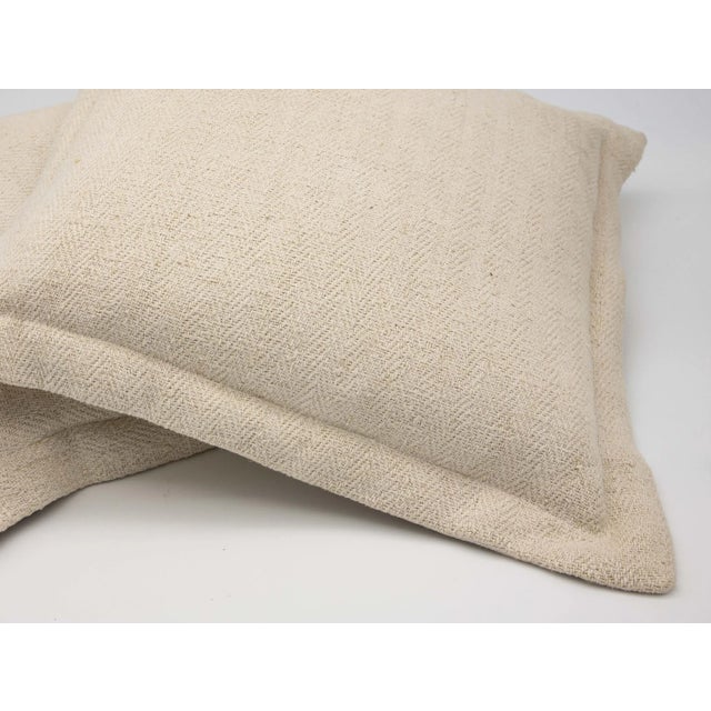 Antique Belgian Linen Pillows- a Pair For Sale In New York - Image 6 of 7