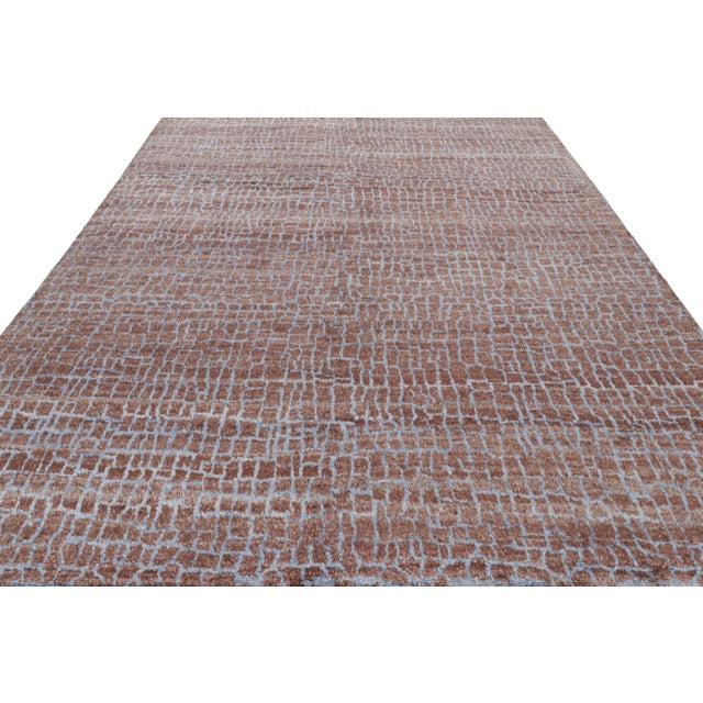Rug & Kilim Rug & Kilim’s Modern Rug in Brown With Blue Geometric Patterns For Sale - Image 4 of 8