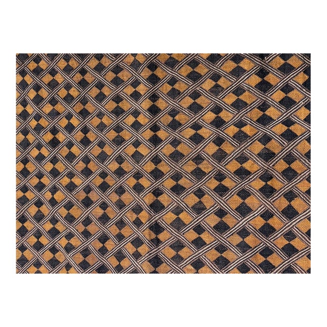 Vintage Lg African Tribal Kuba Kasai Velvet Raffia Textile 32.5" For Sale
