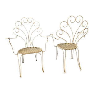 Vintage Iron Garden Chairs - Set of 2