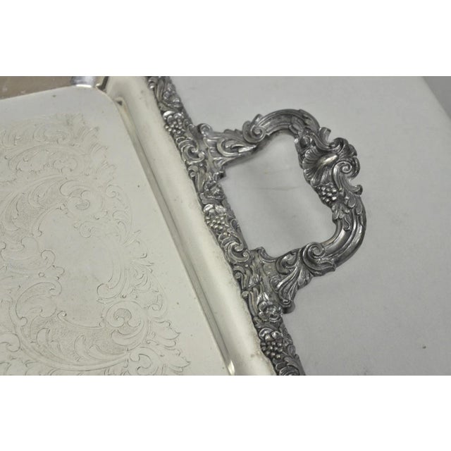 Vintage English Victorian Silver Plated Copper Narrow Serving Platter Bar Tray For Sale In Philadelphia - Image 6 of 18