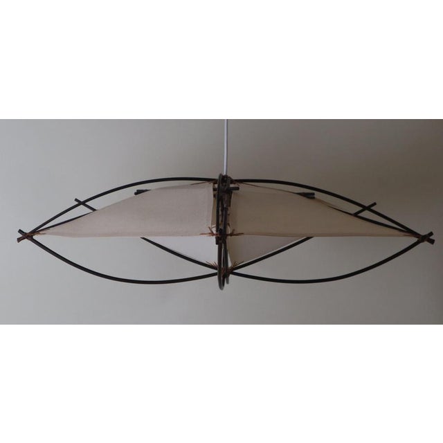 Mid-Century Modern Architectural Ceiling Light in Bamboo and Textile, 1970s For Sale - Image 9 of 16