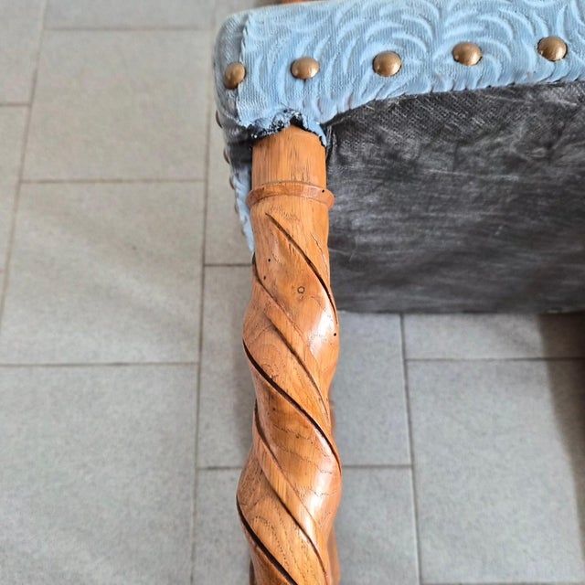 Vintage Chair in Carved Wood and Velvet, 1950s For Sale - Image 13 of 17