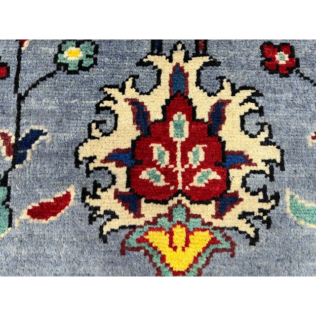 Blue Gray and Red Floral Wool Runner Rug, Persian Style, 2'9" X 9'7" For Sale - Image 15 of 17