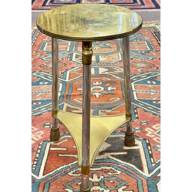 Early 20th Century Early Neoclassical Brass and Polished Steel Three Legged Taboret or Side Table For Sale - Image 5 of 10