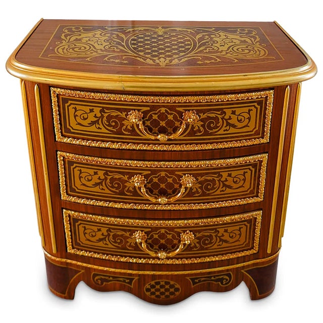 1980s Pair of Italian Wood and Bronze Nightstands For Sale - Image 4 of 8