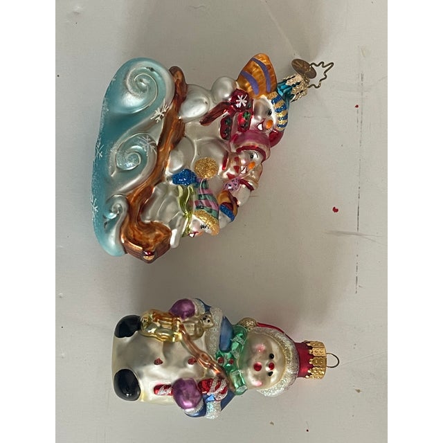 Beautiful vintage blown glass Handpainted original Christopher Radko with tag Christmas ornaments Snowmen.